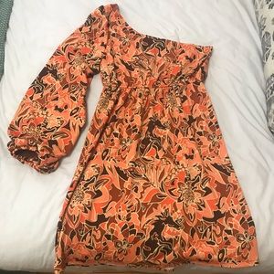 Judith March One Sleeve Dress with Removable Flower